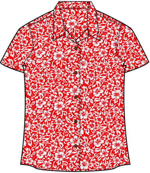 Red Hibiscus Women's Hawaiian Shirt- Made in USA